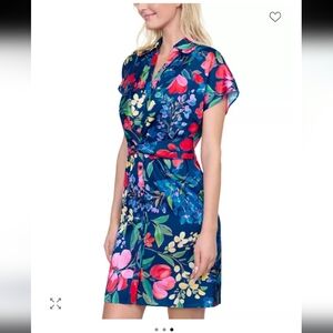 Gottex Garden Dream cover Up Shirtdress in Blue and Pink NWT ($168) Small